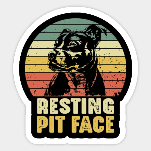 Dog Pitbull Resting Pit Face Funny Sticker by David Brown